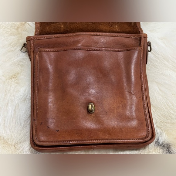 COACH Vintage 90s Station Bag British Tan Glove Tanned Leather Turnlock Handbag - Picture 9 of 16